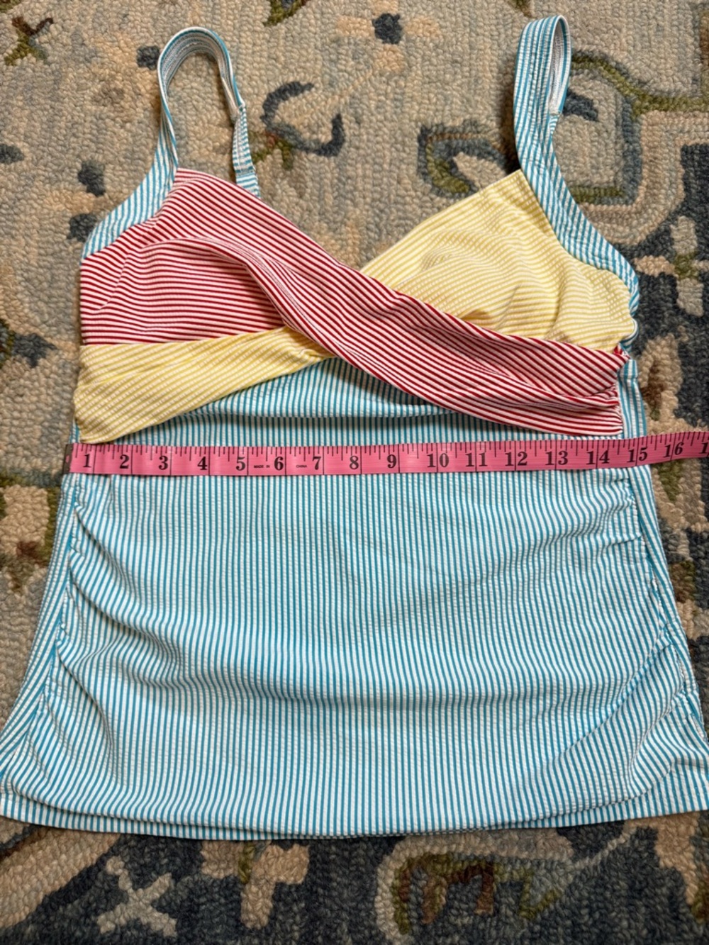 Lands' End Seersucker Women’s Tankini Top Size 8 Colorblock Nautical Underwire - Picture 4 of 10